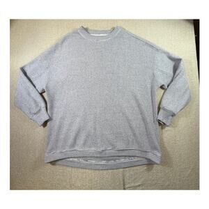 Aerie Women's Large Gray White Textured Knit Long Sleeve Cozy Pullover Sweater
